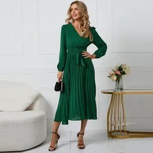 Teuta Matoshi Lace Green Midi Dress Love Roses REGULAR FIT PRINTED V-NECK  PUFF SLEEVE MIDI